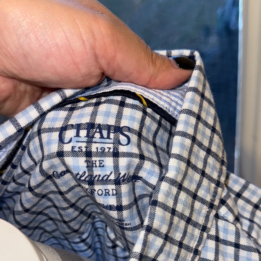 Chaps Blue Checkered Men's Shirt - Picture 2 of 4